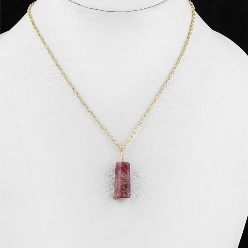 Elegant raw ruby necklace (N3626)